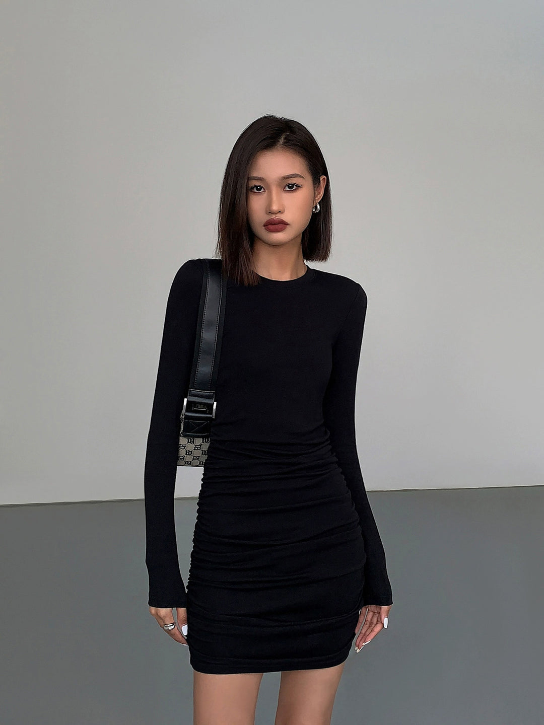 Midnight Ruched Knit Dress OUKD0250