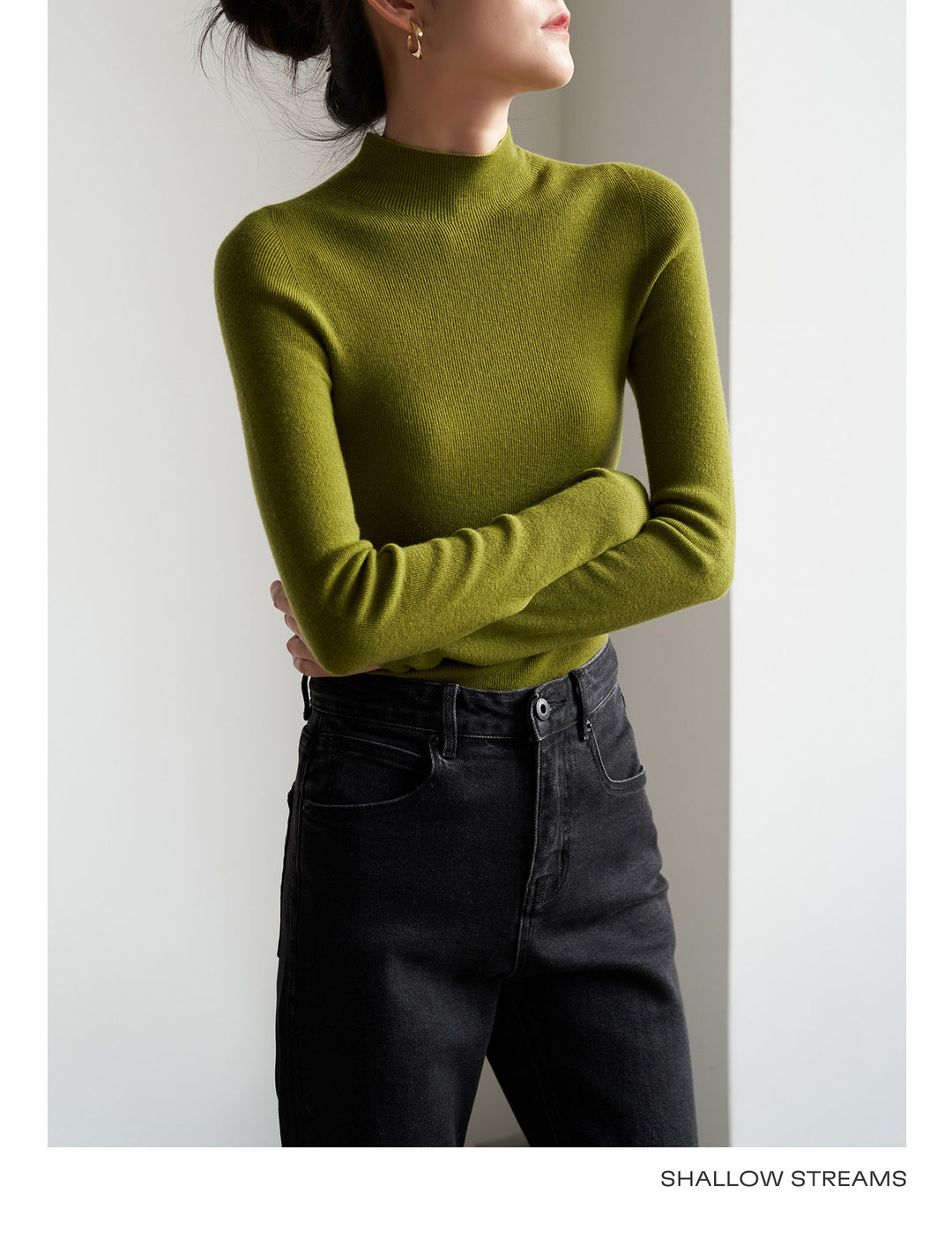 Silkline Merino Mock Neck Knit Top SSKT0316