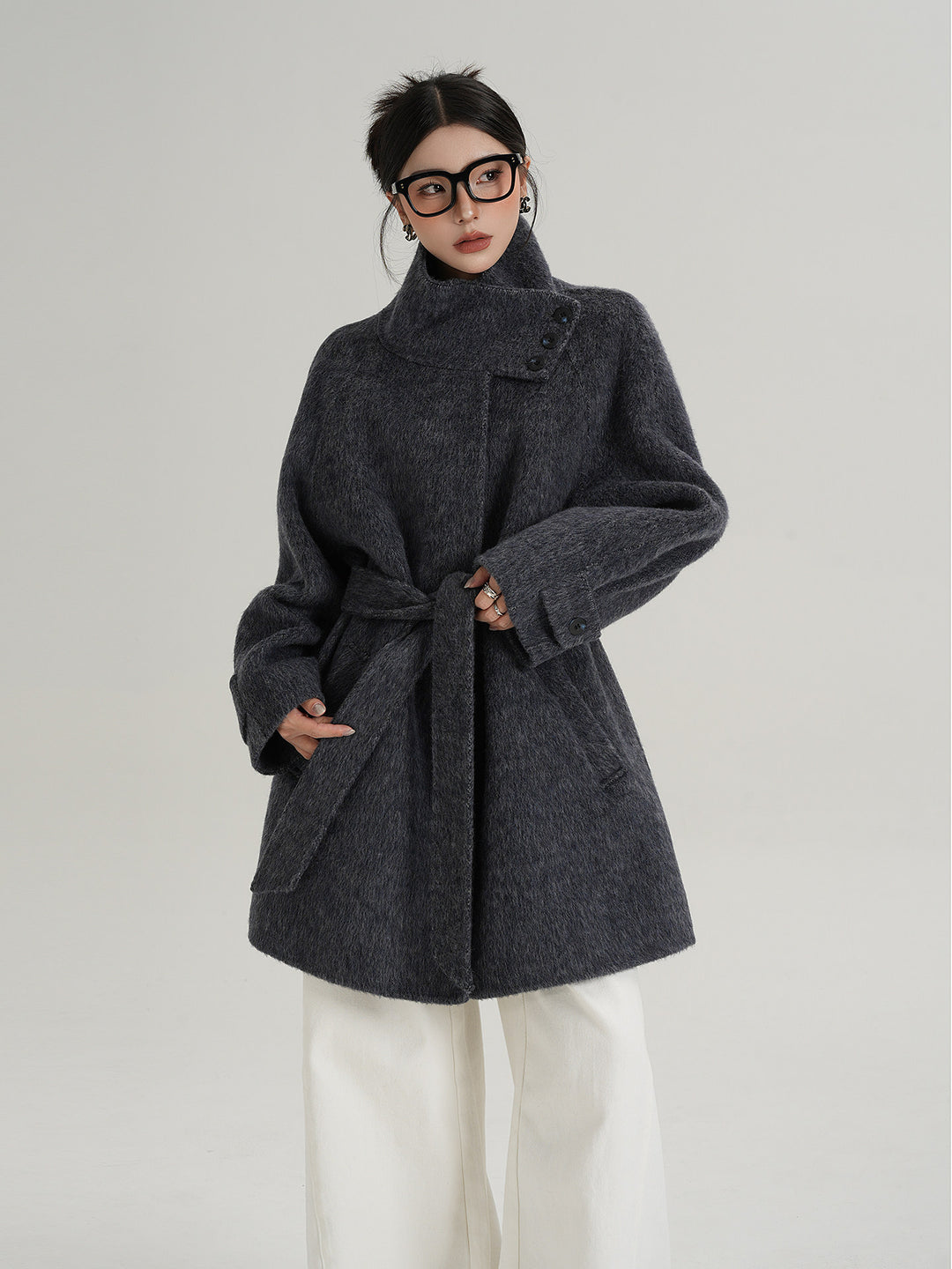 Softline Asymmetrical Wool Wrap Coat SRWC0319