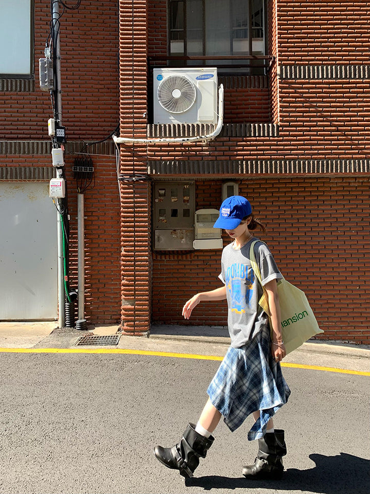 Vintage Asymmetry Check Skirt WSCS0336