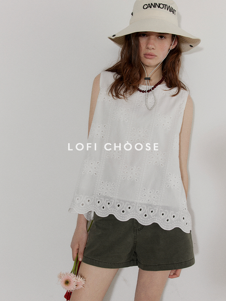 Breezy Broderie Cotton Tank LCCT0210