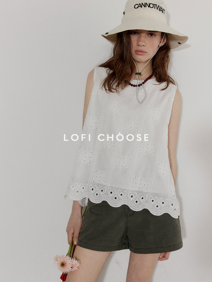 Breezy Broderie Cotton Tank LCCT0210