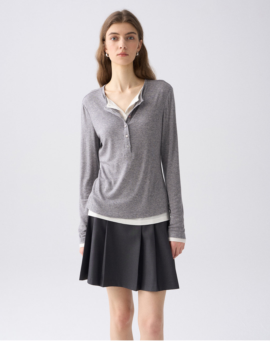 Premium Button Henley Knit Top SSKT0280