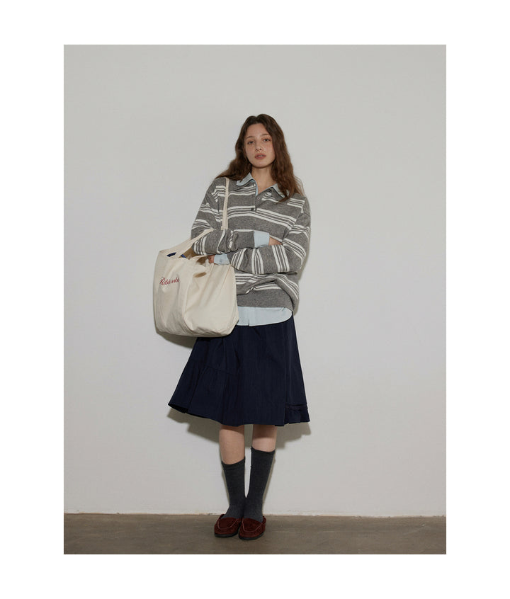 Heather Stripe Relaxed Polo Knit LCPK0281