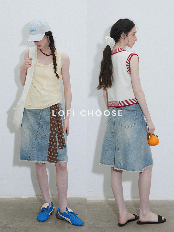 A-Line Washed Denim Skirt LCAS0214