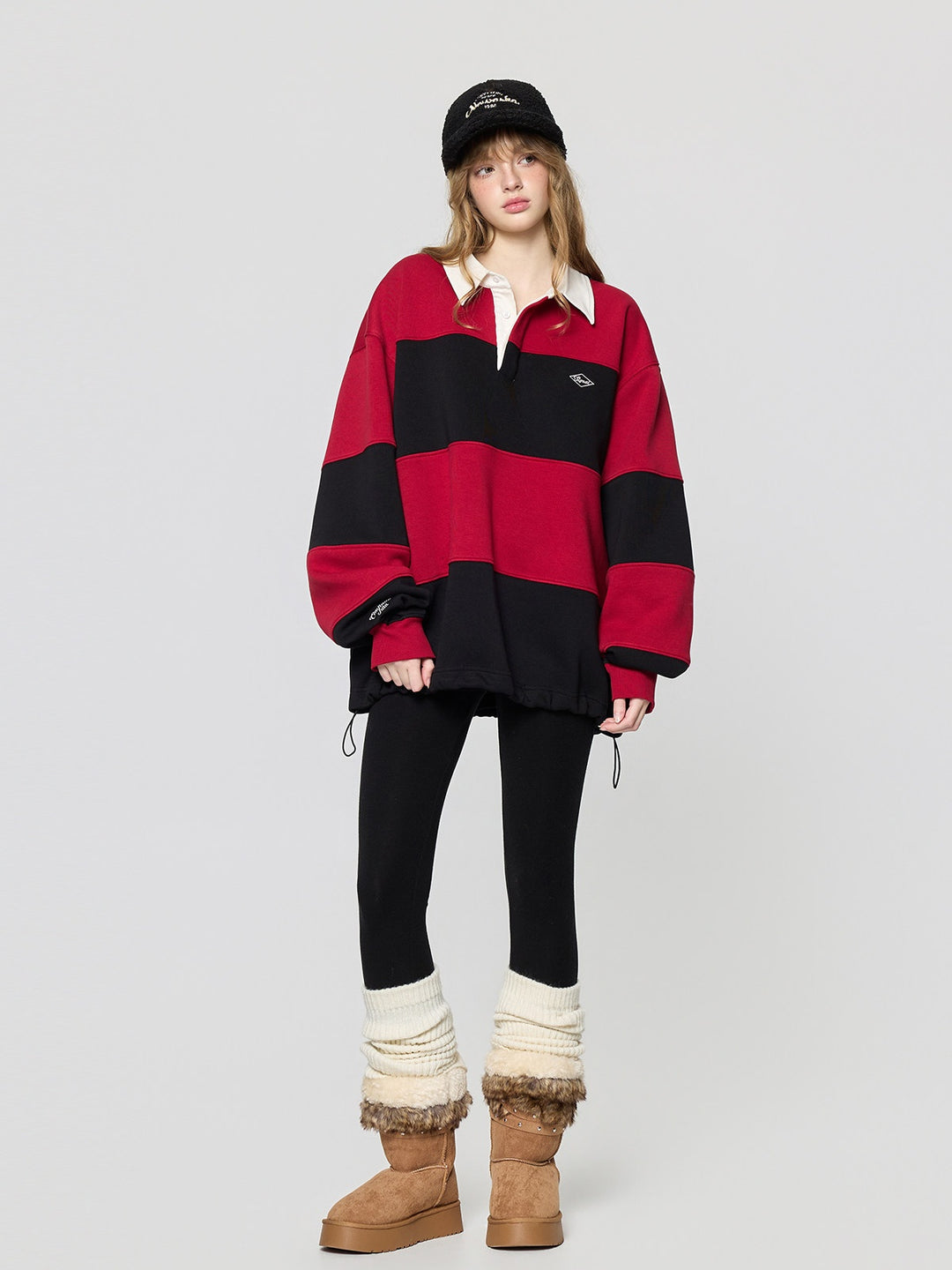 Varsity Stripe Polo Fleece Sweatshirt TSSS0308