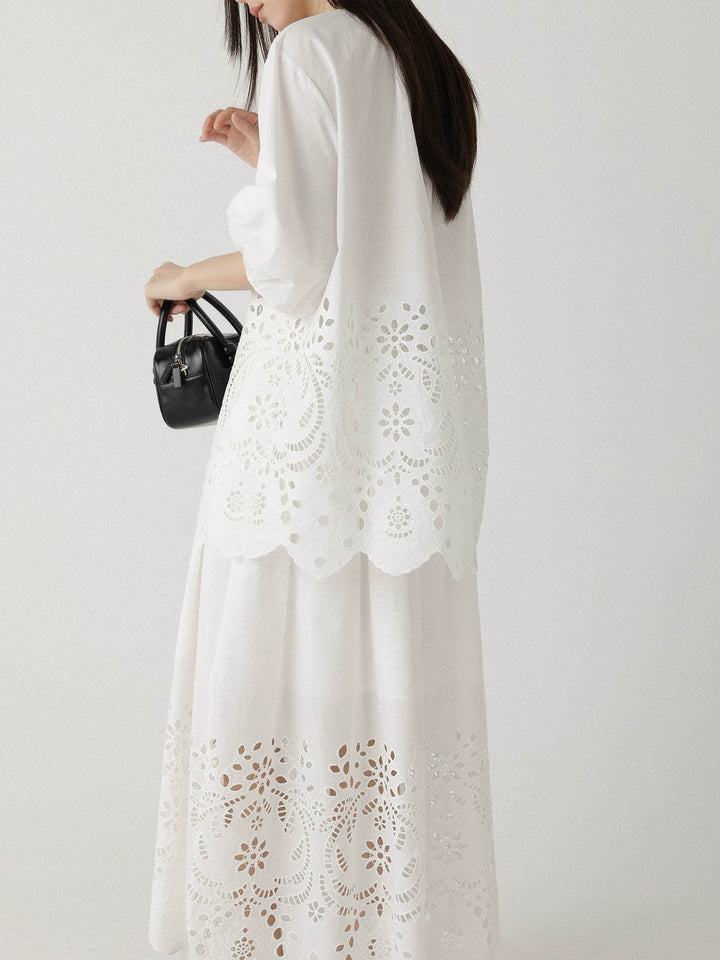 Breeze Broderie Cotton Puff Sleeve Shirt LCPS0194