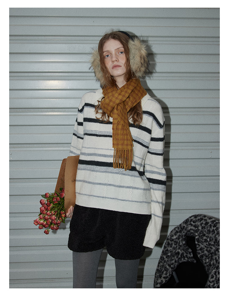 Winter Stripe Wool Knit Pullover BMKP0295