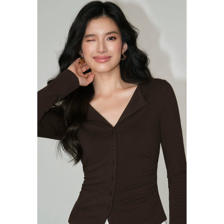 V-Collar Slim Fit Knit Top NHKT0252