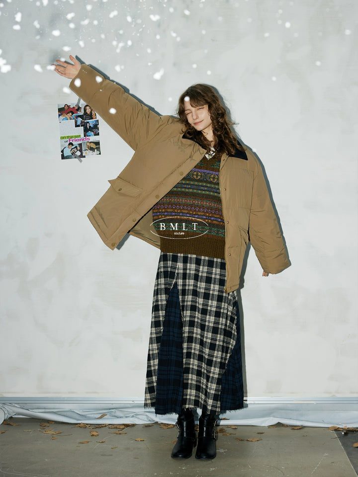 BMLT [Snow-covered Blue Tile] Winter Korean lapel warm 90 white duck down jacket Barn-style thickened jacket