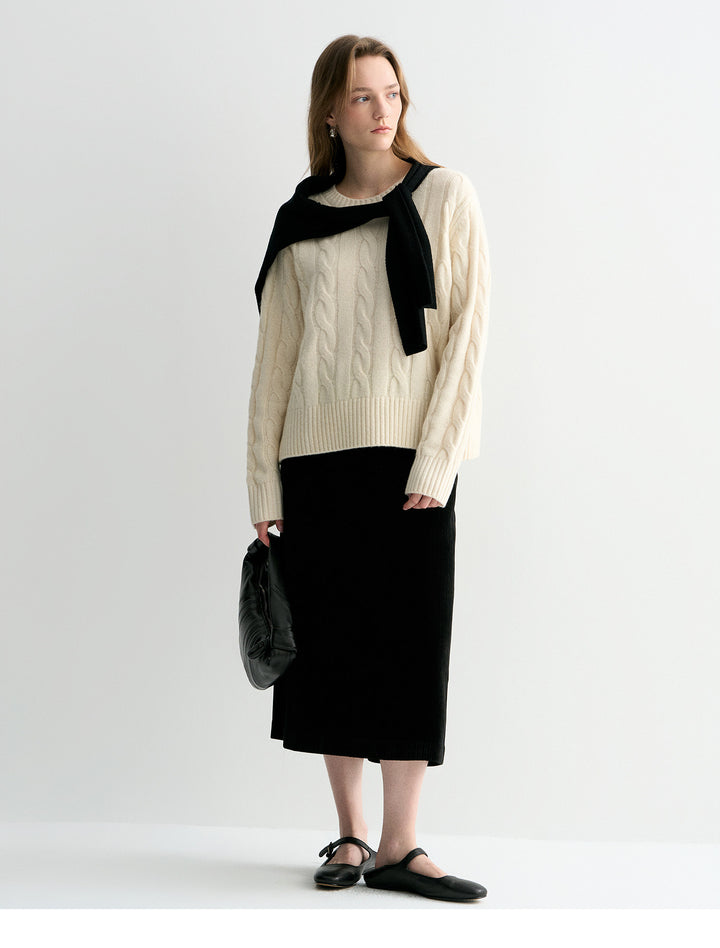 Luna Cable Wool Knit Sweater SSKS0315