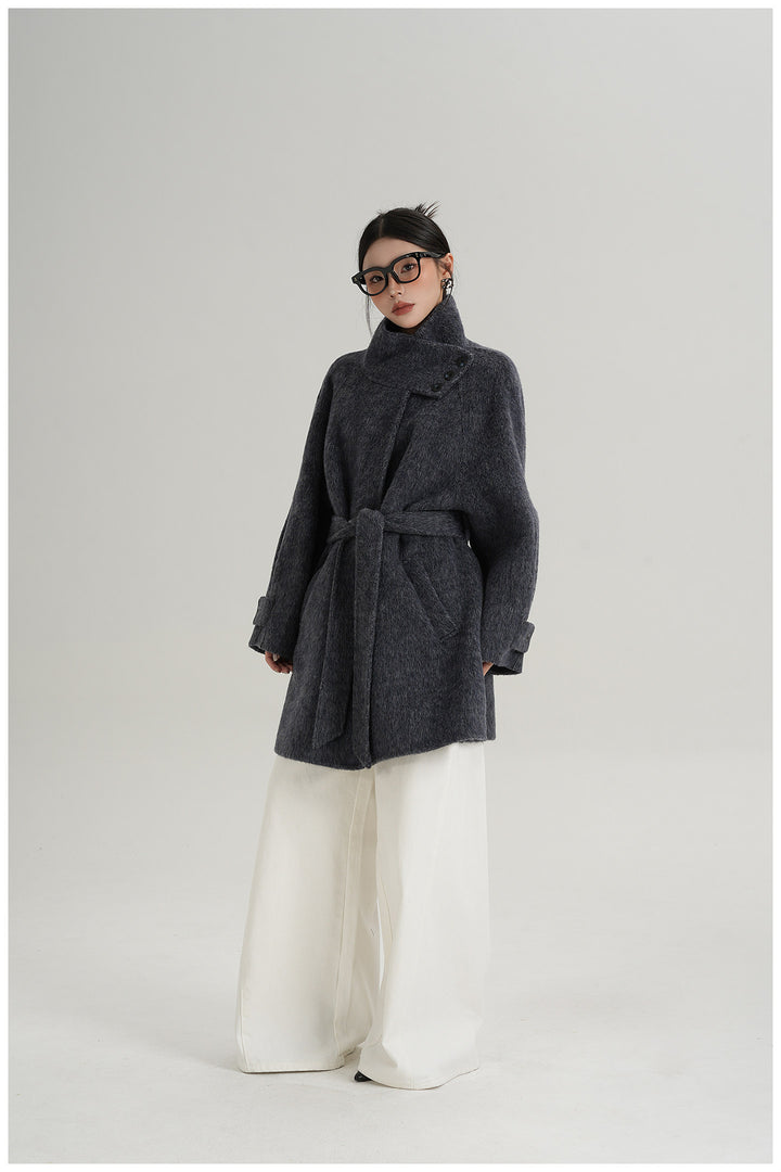 Softline Asymmetrical Wool Wrap Coat SRWC0319