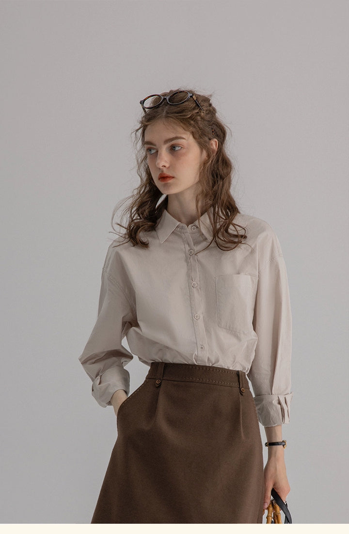 Vintage Cotton Oversized Button-Up Shirt DACS0108