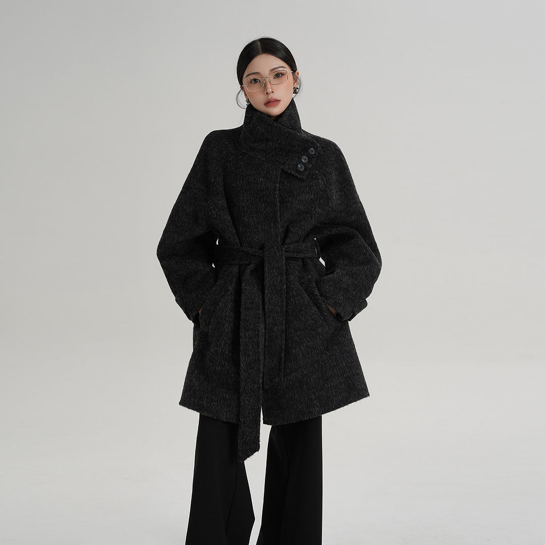 Softline Asymmetrical Wool Wrap Coat SRWC0319