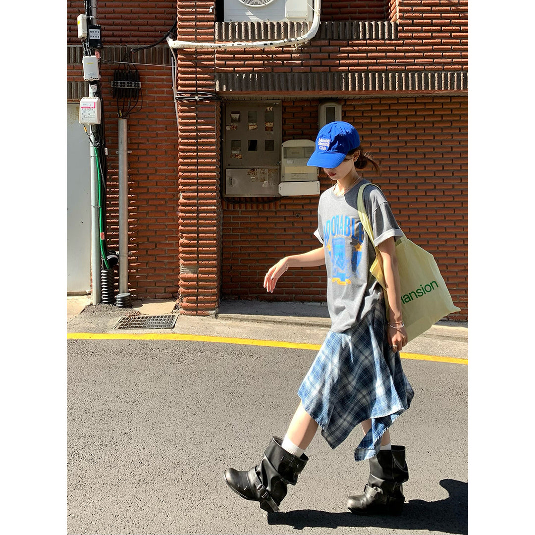 Vintage Asymmetry Check Skirt WSCS0336