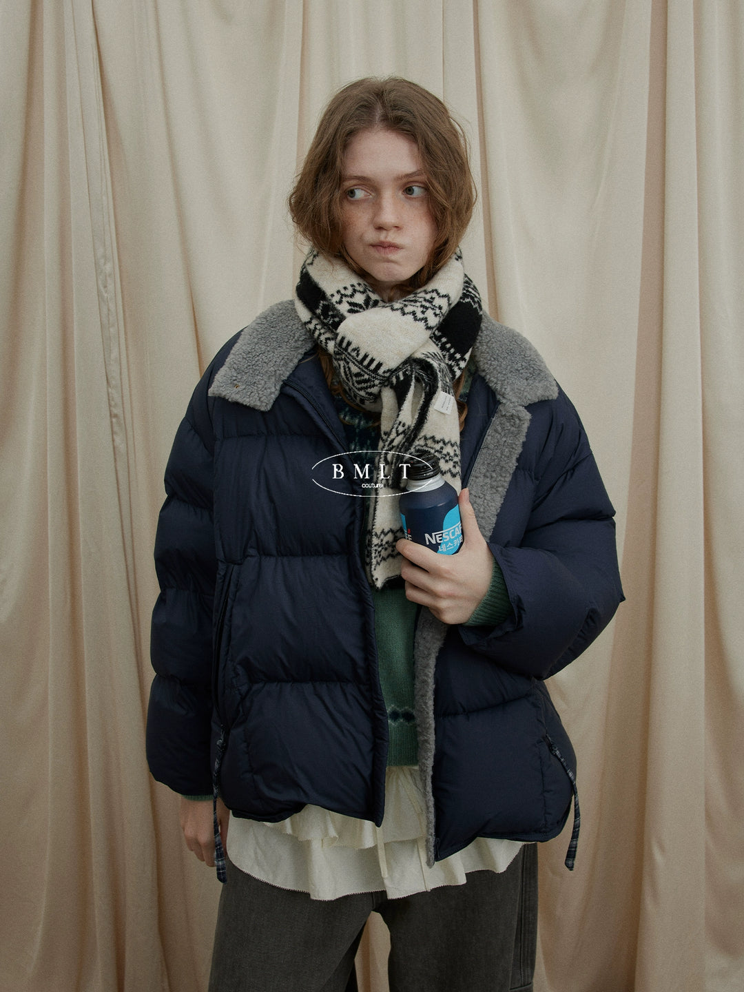 BMLT [Berlin Kiss] Korean stand-up collar new national standard 90 white duck down navy blue down jacket winter warm jacket