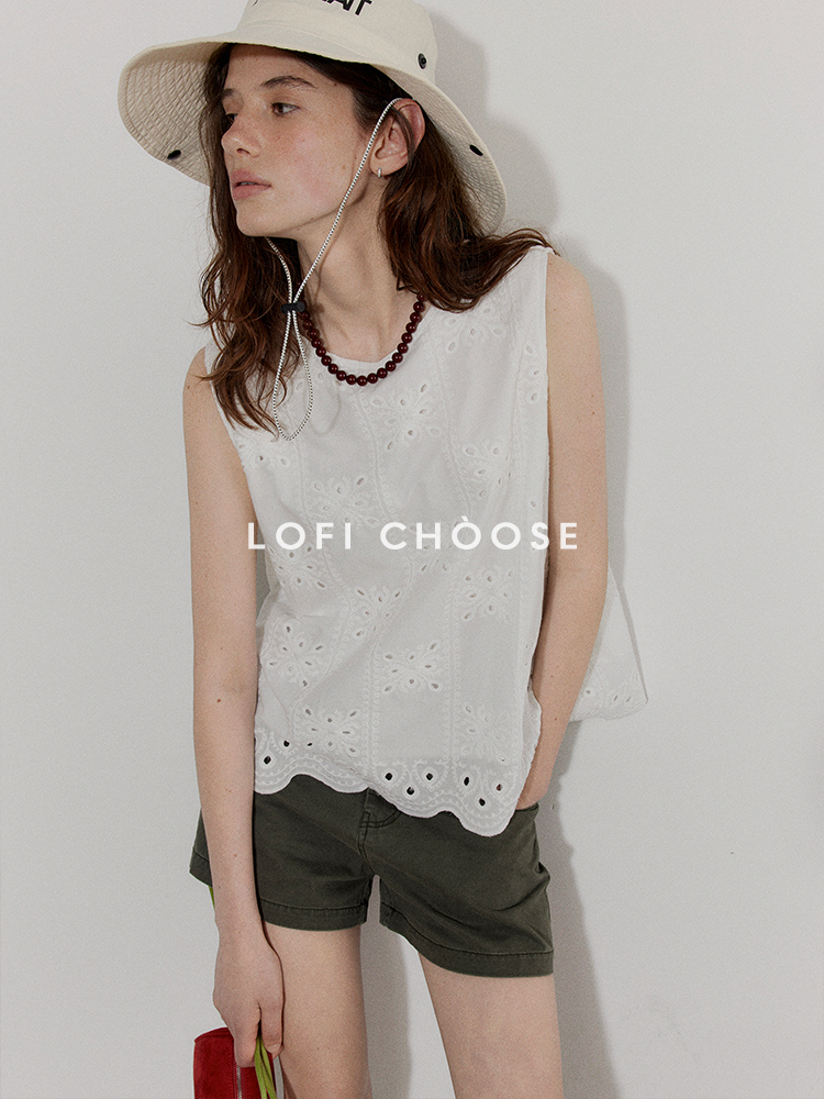 Breezy Broderie Cotton Tank LCCT0210