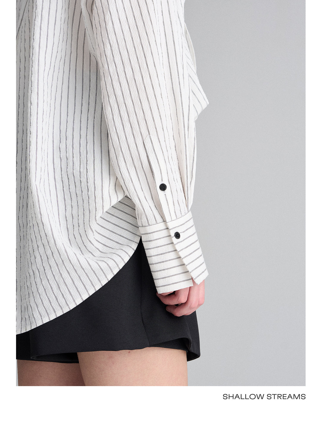 Ribbon Drape Stripe Blouse SSSB0172