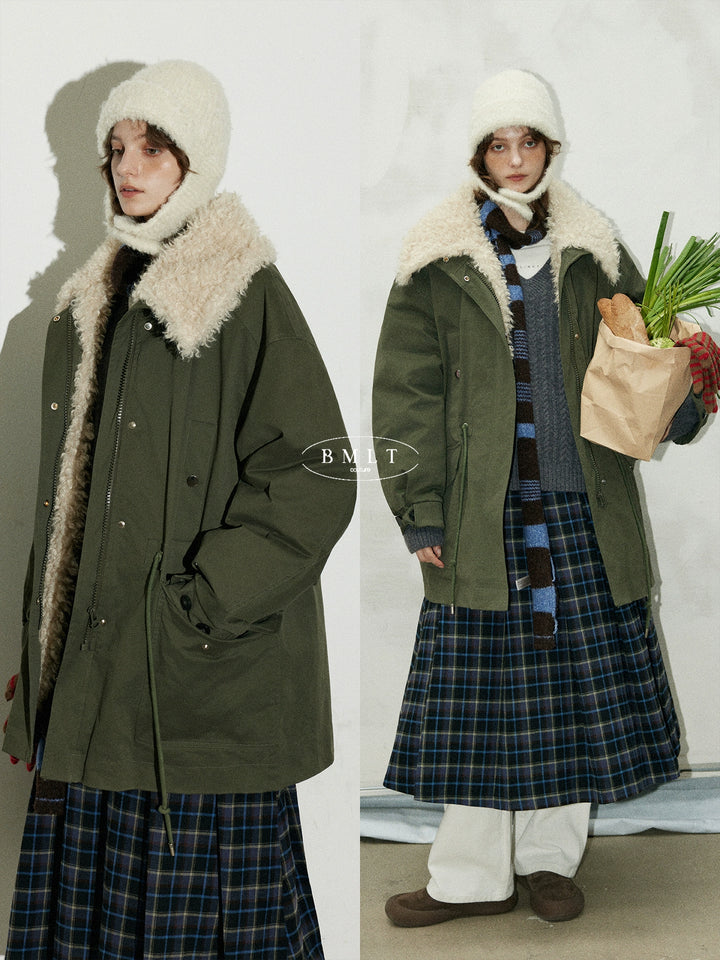 BMLT [Arc de Triomphe] winter barn-style large lapel workwear overcoming big pocket liner thickened mid-length cotton jacket