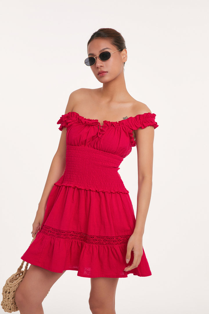 Ruffle Charm Smocked Mini Dress DGMD0237