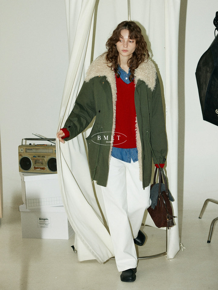 BMLT [Arc de Triomphe] winter barn-style large lapel workwear overcoming big pocket liner thickened mid-length cotton jacket