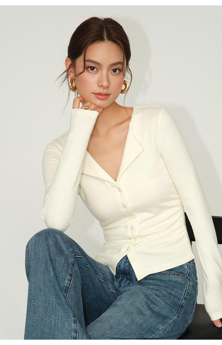 V-Collar Slim Fit Knit Top NHKT0252