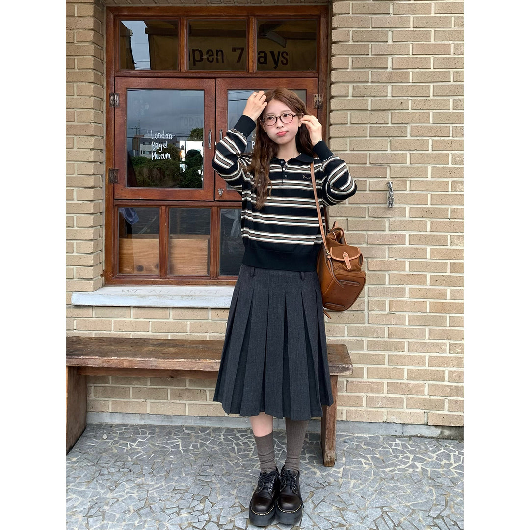 Vintage Pleat Midi Skirt WSMS0331