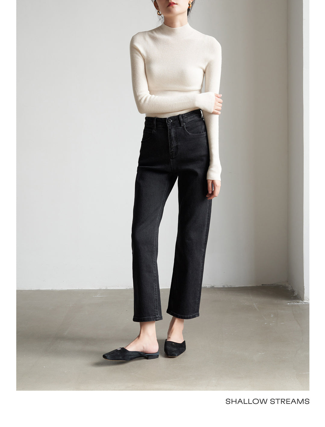 Silkline Merino Mock Neck Knit Top SSKT0316