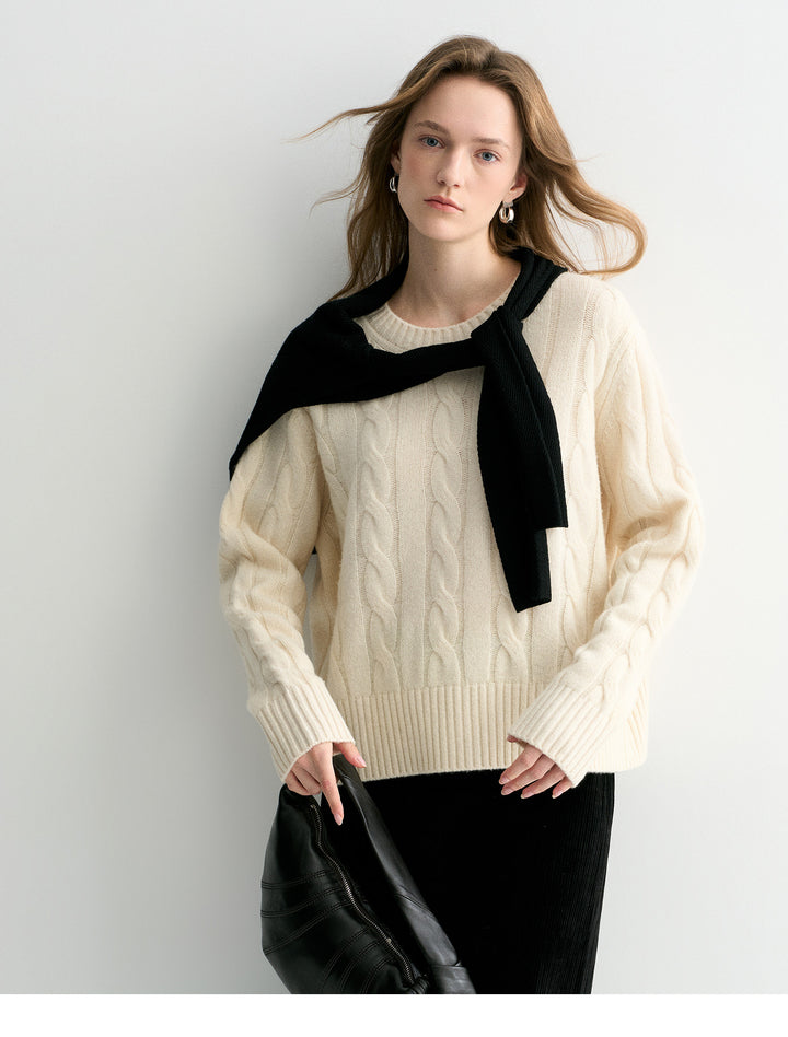 Luna Cable Wool Knit Sweater SSKS0315