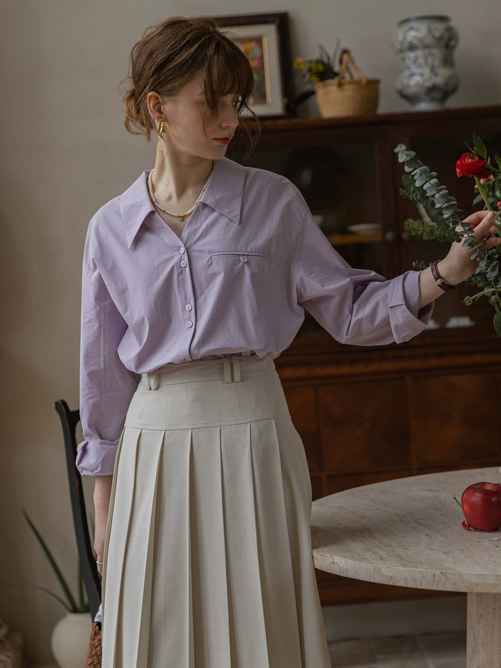Classic Two-Tone Cotton V-Collar Shirt DACS0111