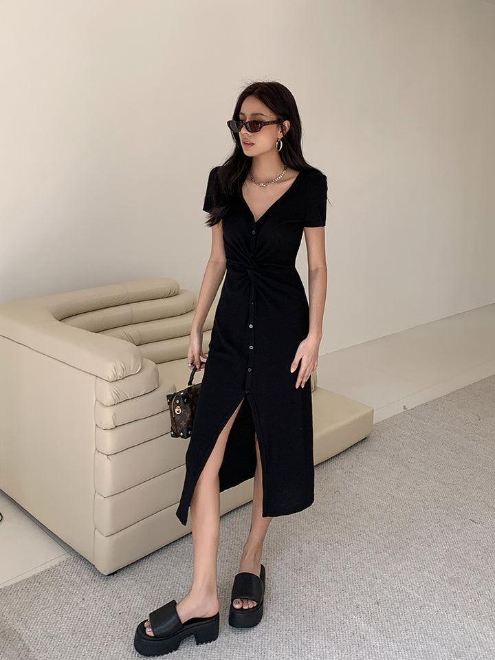 TwistEase Ribbed Midi Dress DGMD0236