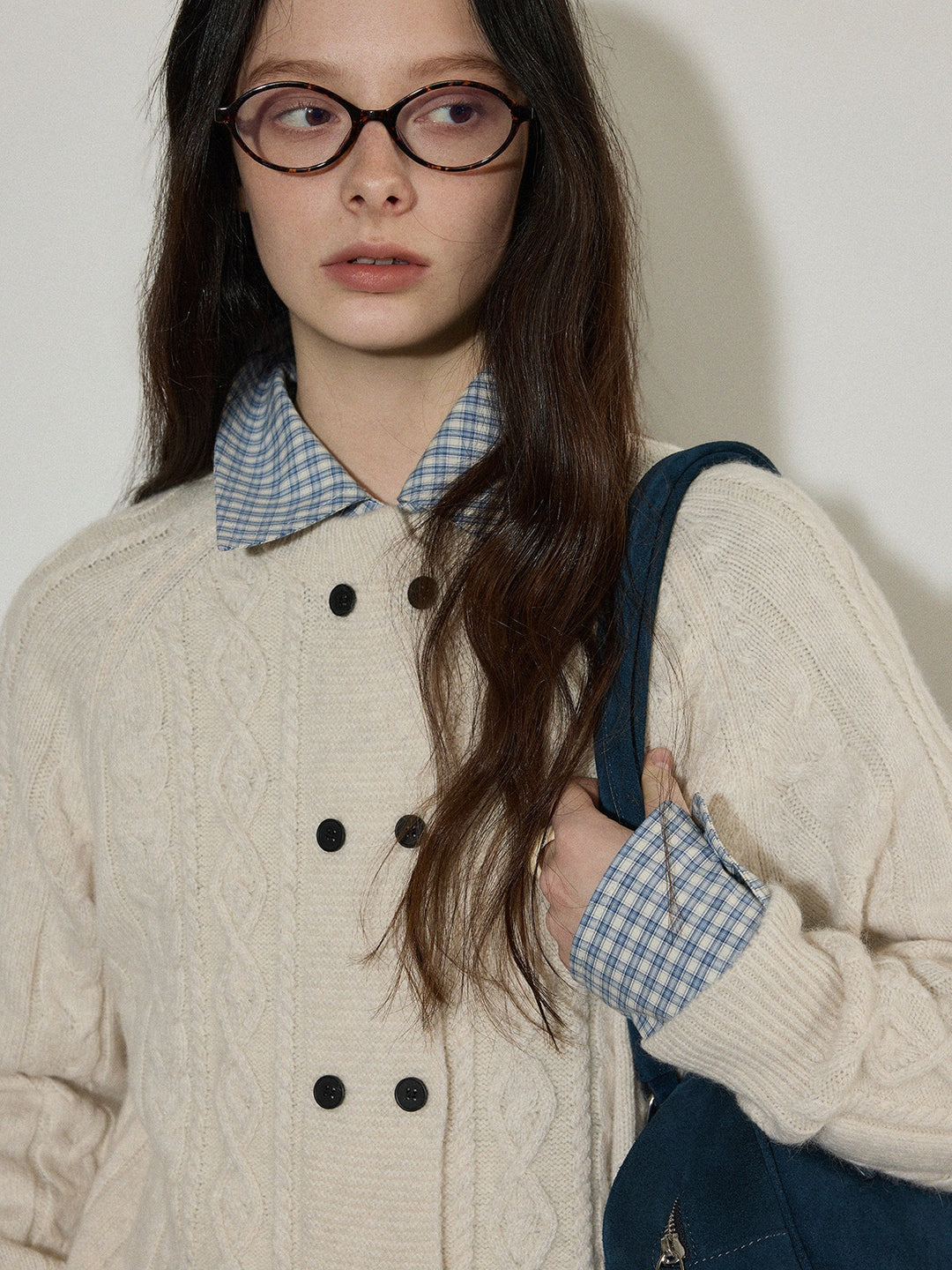 Vintage Cable Knit Double-Button Cardigan LCDC0314