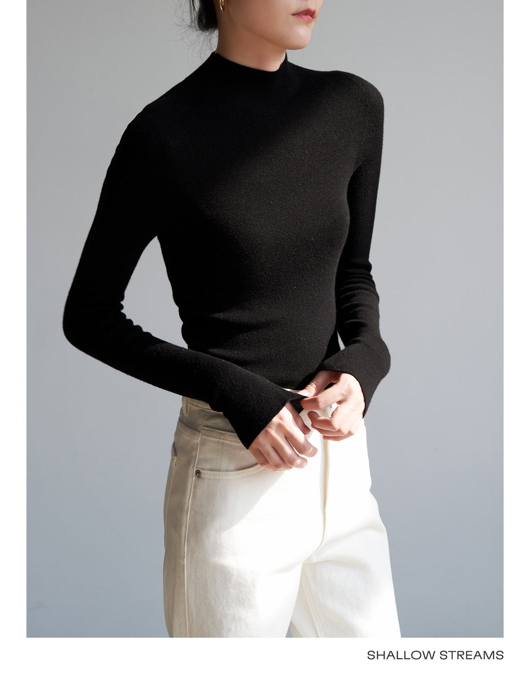 Silkline Merino Mock Neck Knit Top SSKT0316