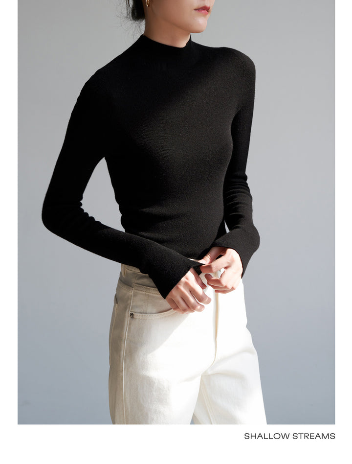 Silkline Merino Mock Neck Knit Top SSKT0316