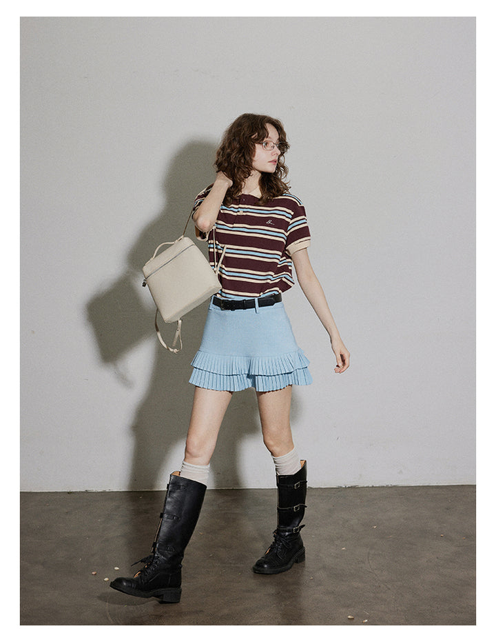 Sky Pleated Layered Mini Skirt BMMS0282
