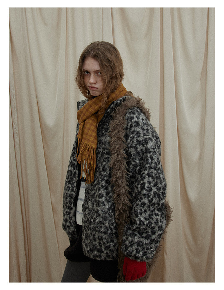 Leopard Pattern Woolen Jacket BMWJ0300