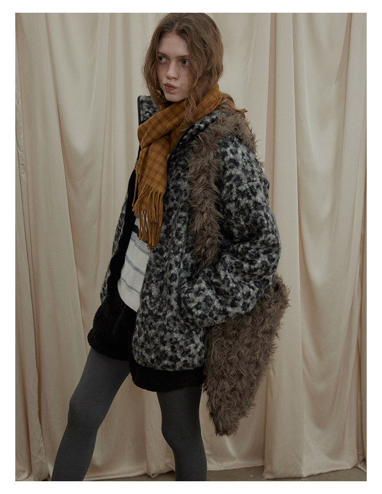 Leopard Pattern Woolen Jacket BMWJ0300