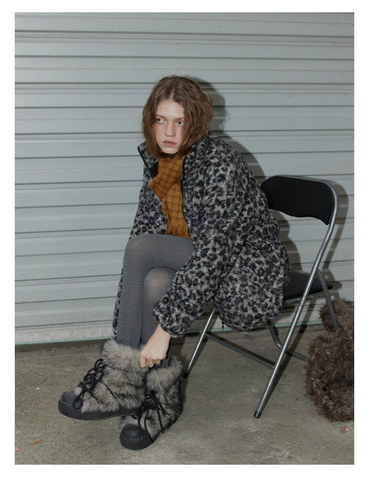 Leopard Pattern Woolen Jacket BMWJ0300