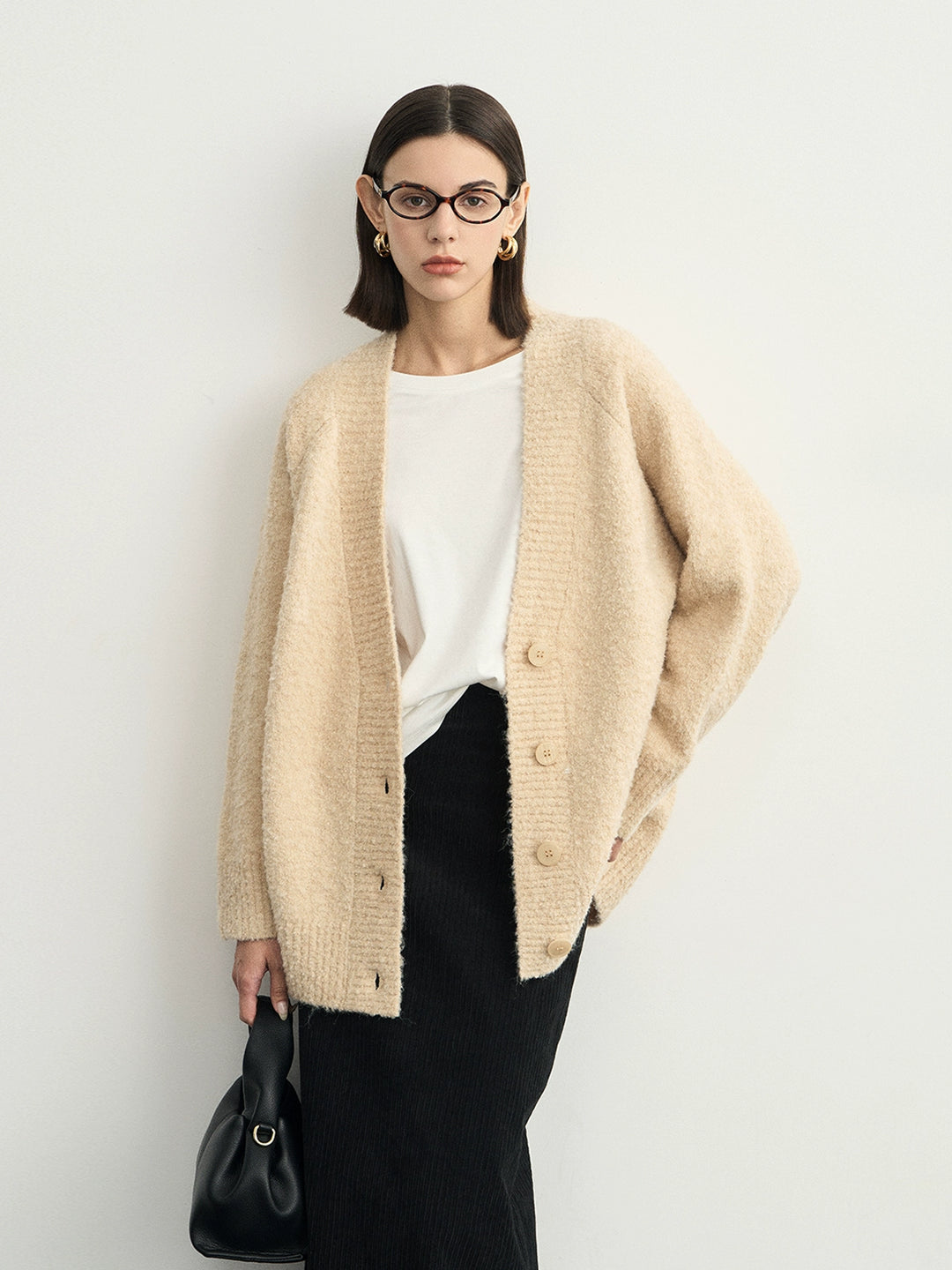 Wool Hoop V-Neck Knit Cardigan SSWC0063