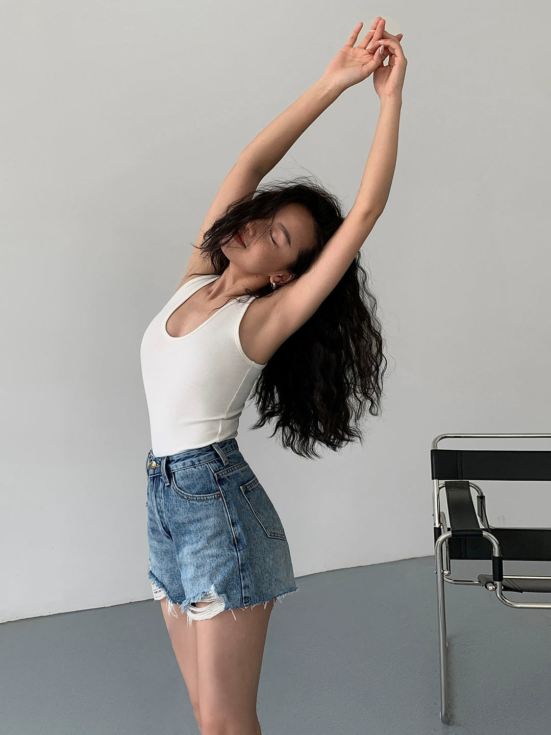 FrayEdge High Waist Denim Shorts NHDS0229
