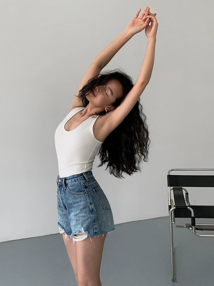 FrayEdge High Waist Denim Shorts NHDS0229