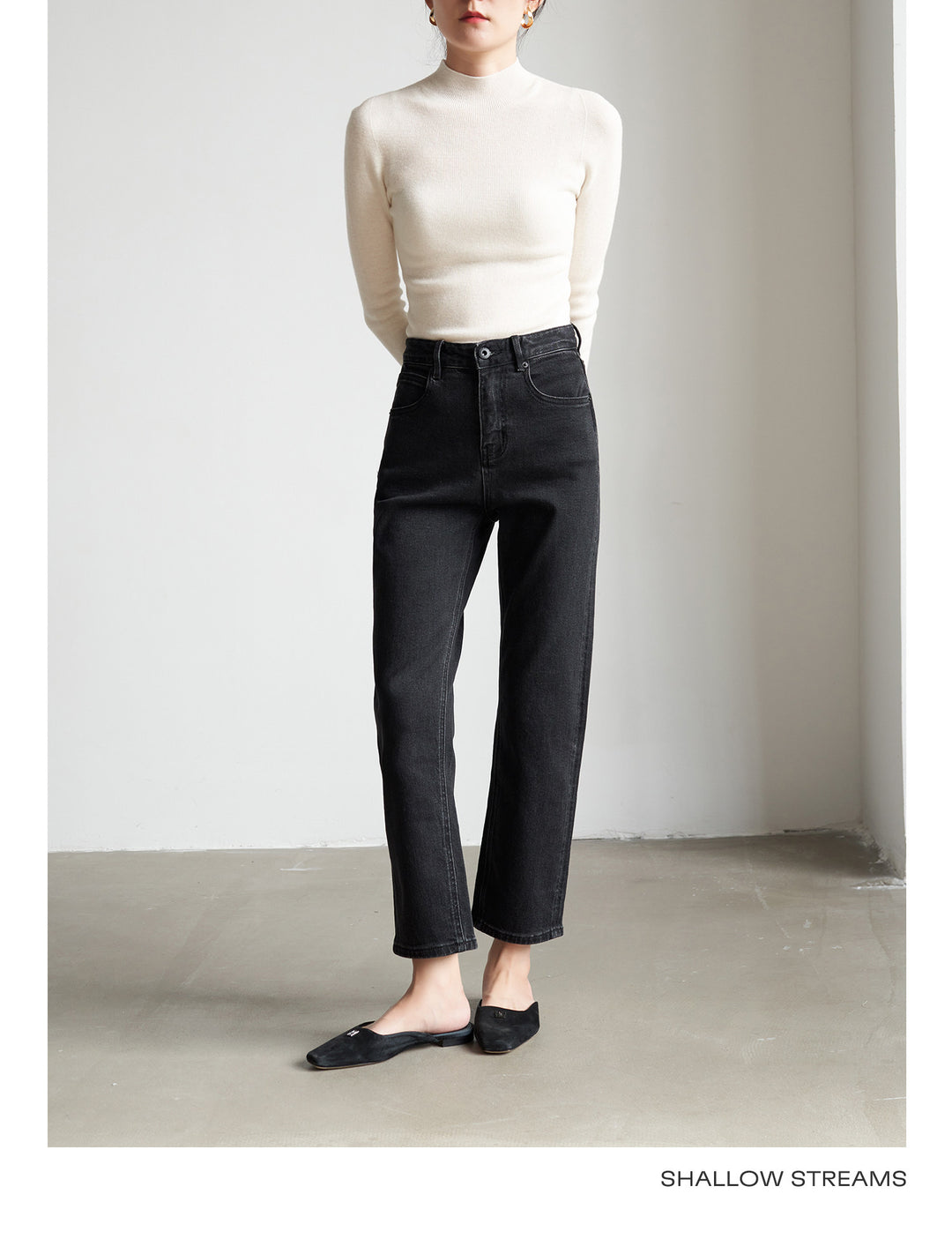 Silkline Merino Mock Neck Knit Top SSKT0316