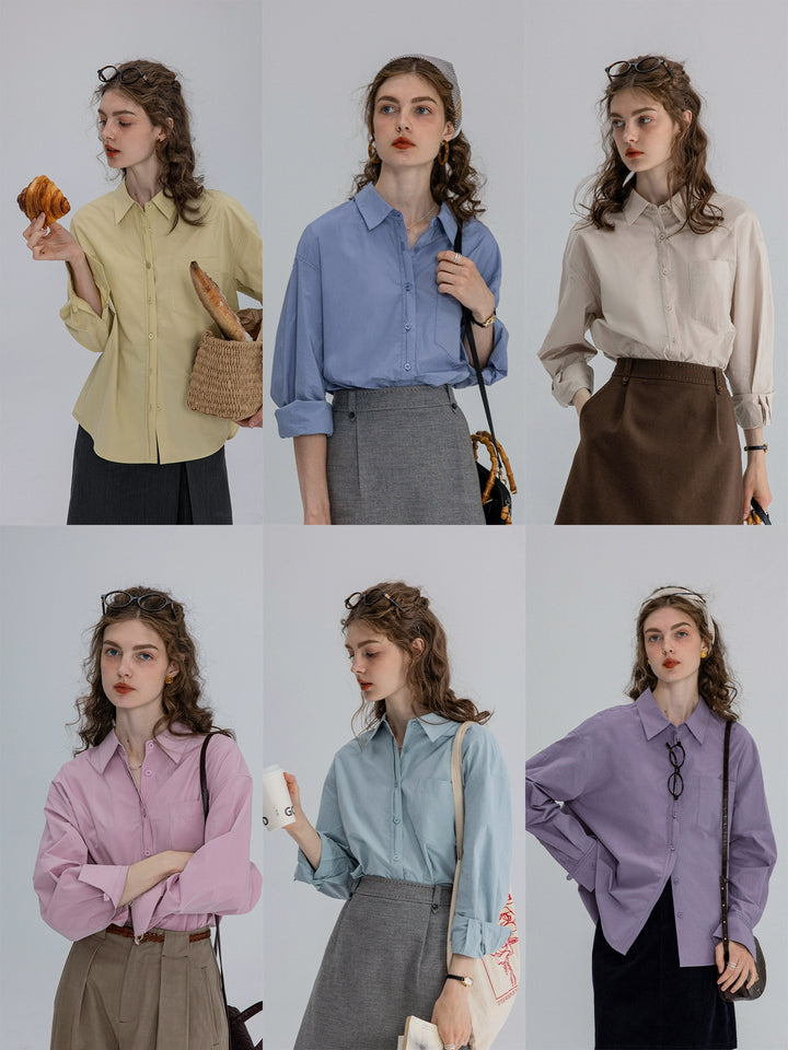 Vintage Cotton Oversized Button-Up Shirt DACS0108