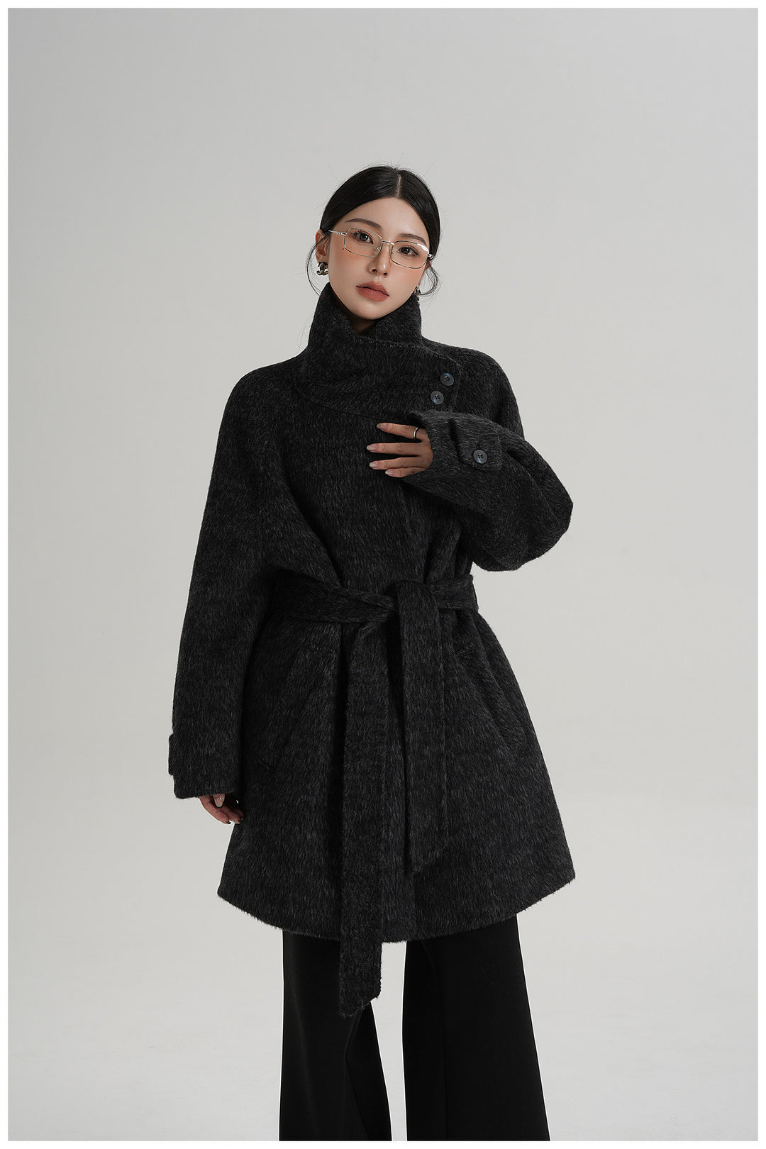 Softline Asymmetrical Wool Wrap Coat SRWC0319