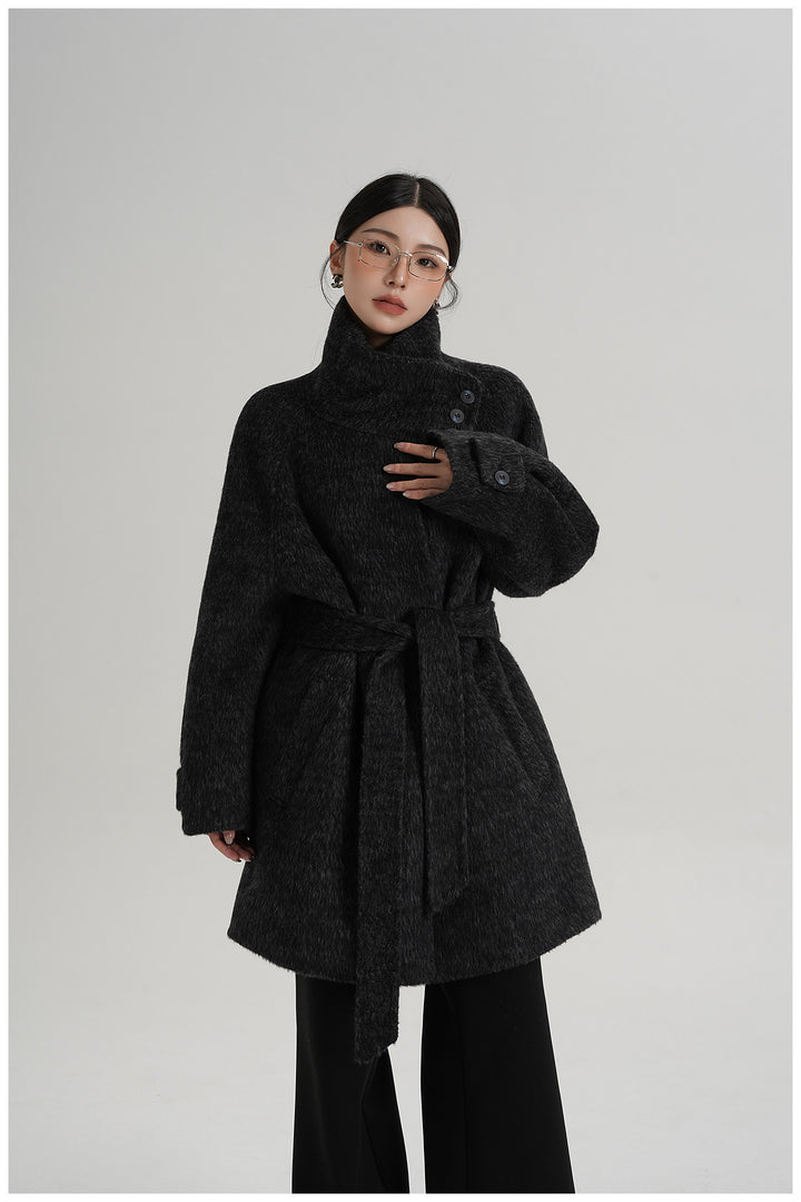 Softline Asymmetrical Wool Wrap Coat SRWC0319