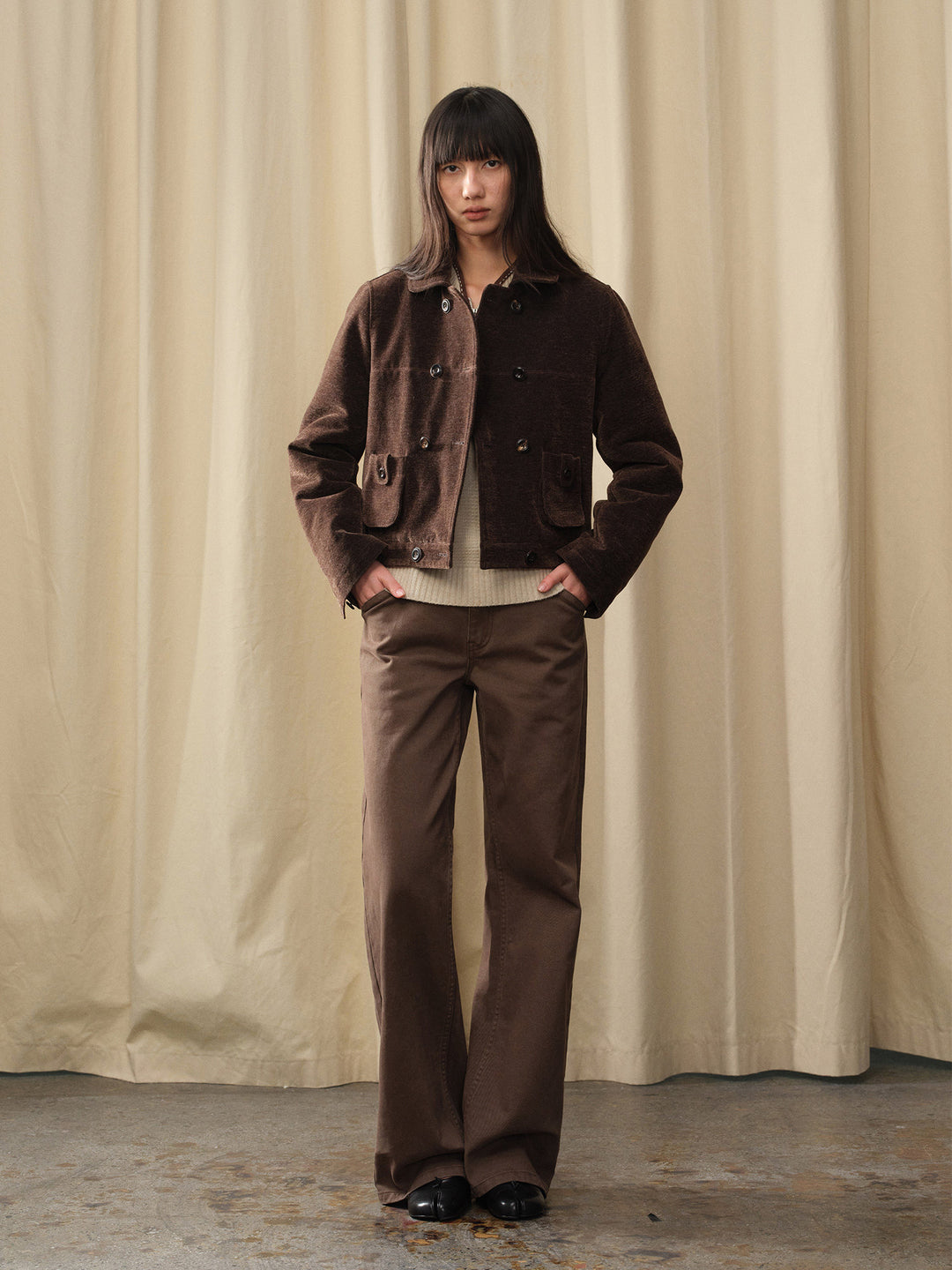 Vintage Cocoa Twill Straight-Leg Pants UUSP0310