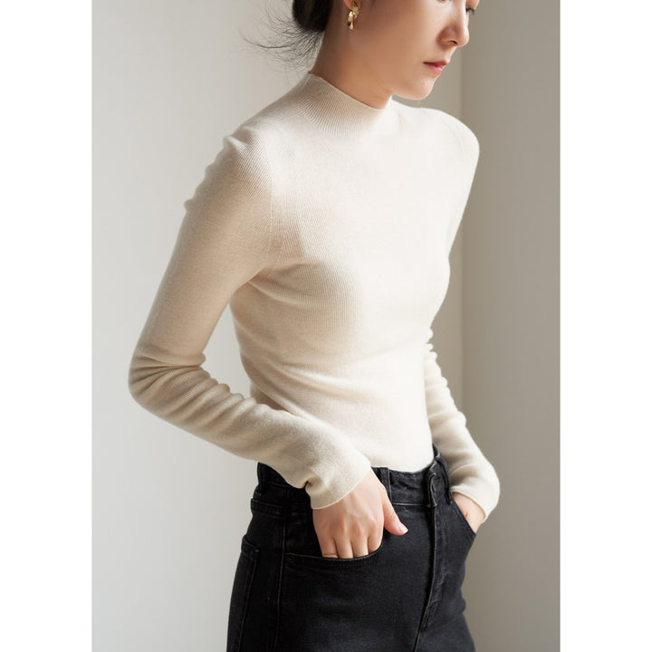 Silkline Merino Mock Neck Knit Top SSKT0316