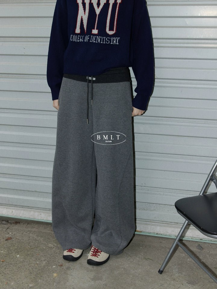 BMLT [Thousands of Que Song] Korean straight contrast splicing thickened sports sweatpants loose and versatile slacks