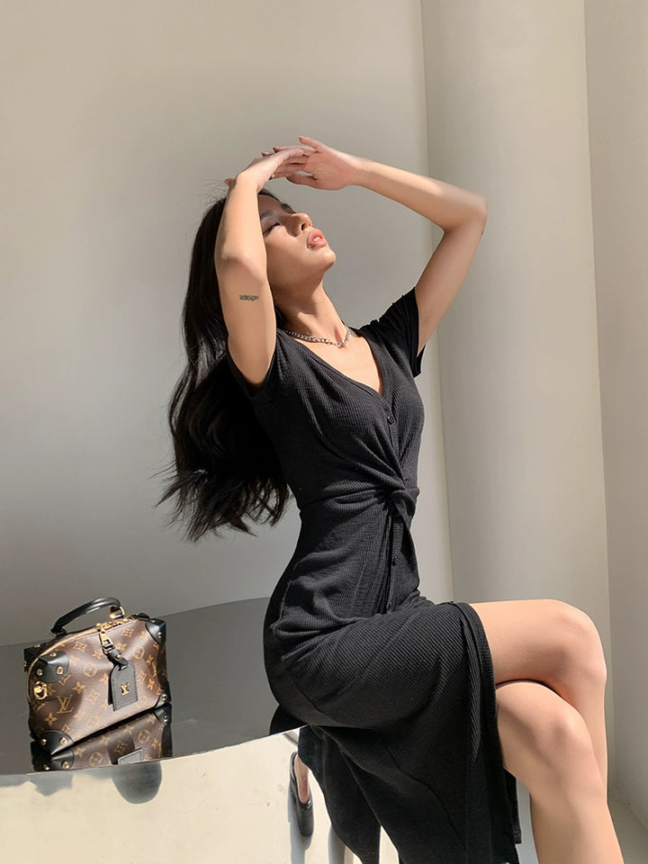 TwistEase Ribbed Midi Dress DGMD0236