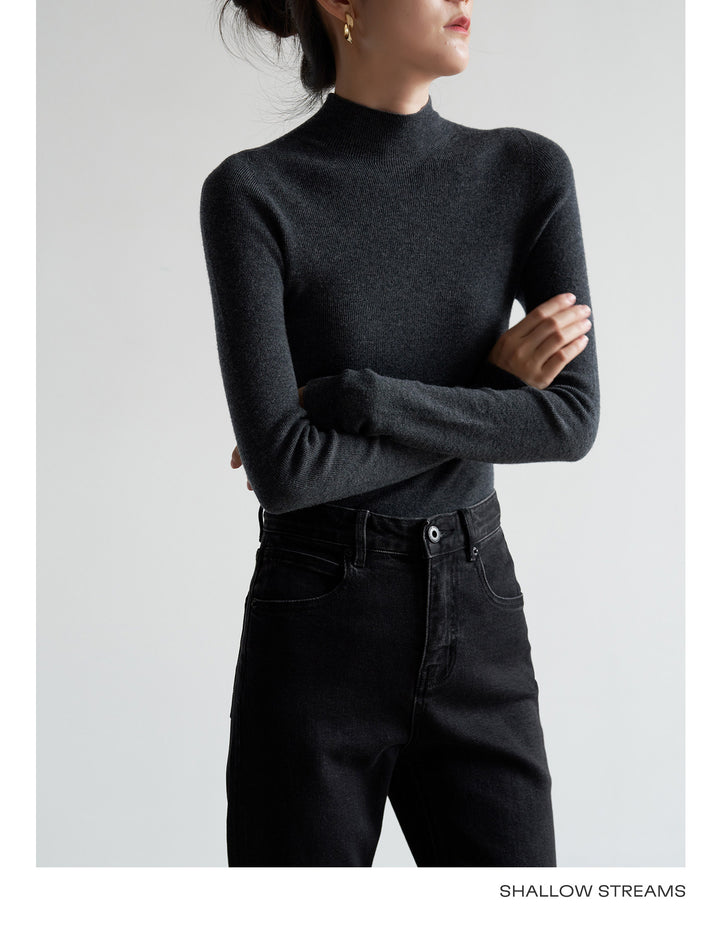 Silkline Merino Mock Neck Knit Top SSKT0316